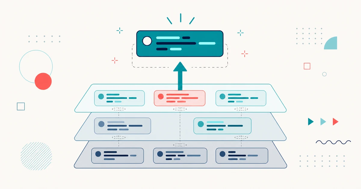 JavaScript declaration blocks rising through layered execution stages