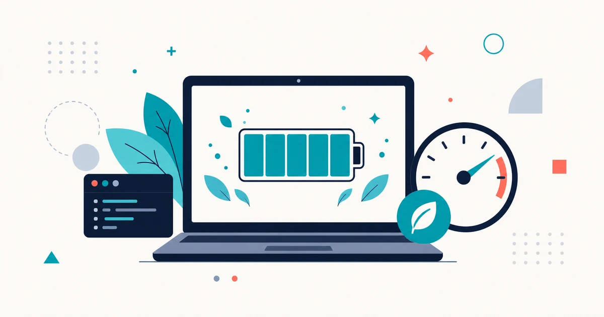 A Linux laptop with a healthy battery, power meter, and energy-saving controls