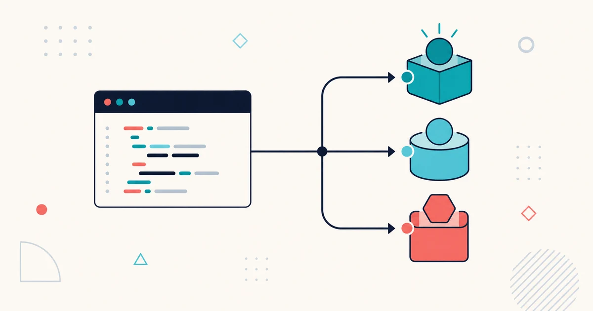 Three JavaScript variable containers receiving values through binding lines