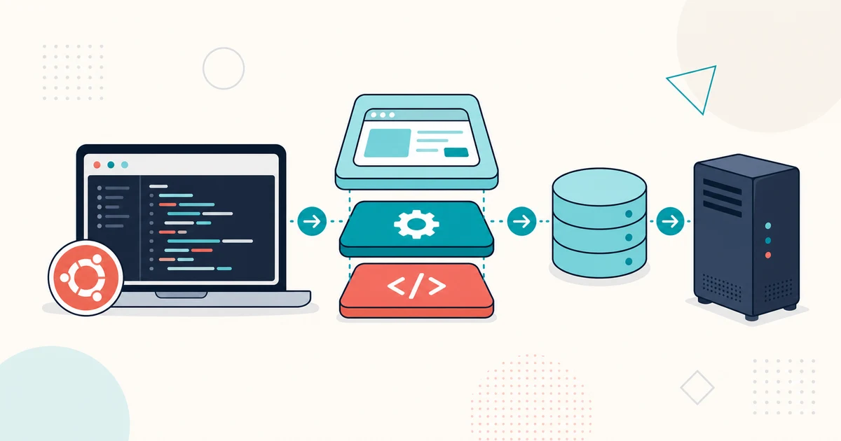 A layered Laravel application stack connected to a database and Ubuntu server